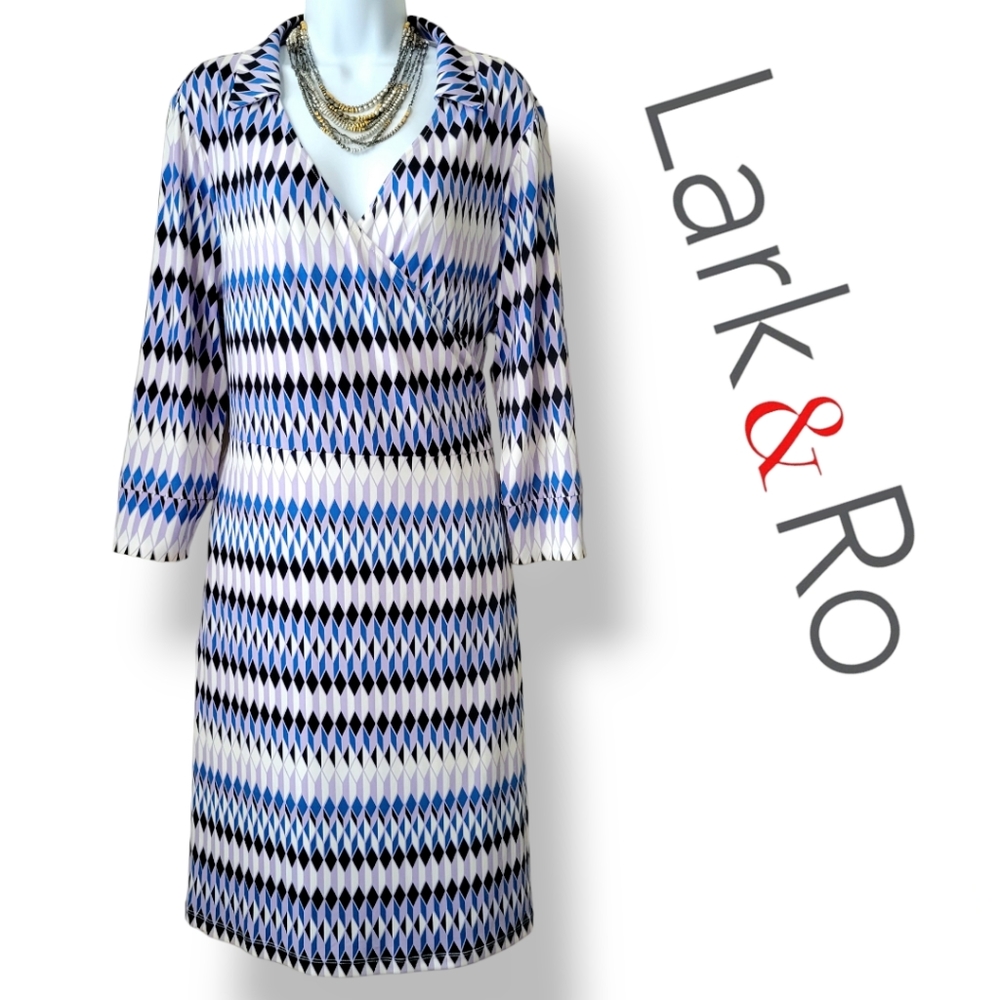 Lark & Ro Wrap Dress Size XL Surplice Neckline, Adjustable Belt, Fully Lined